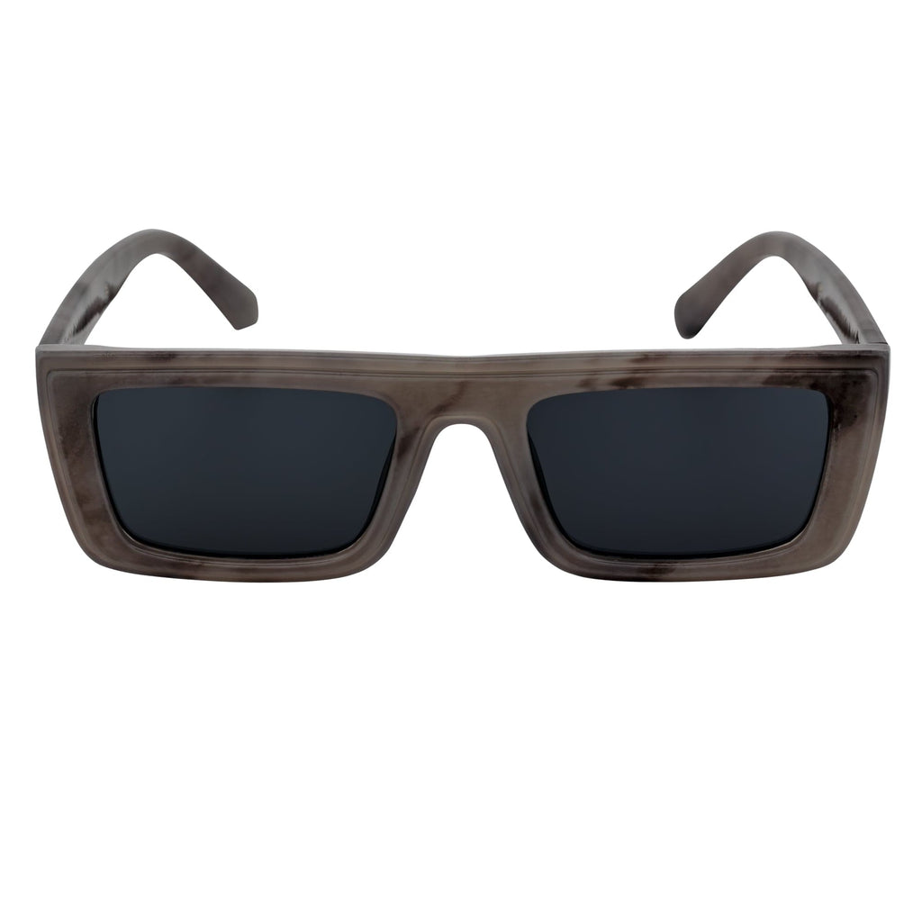 LOWKEY - Small Flat Top Rectangle Square Frame Sunglasses Gray Smoke