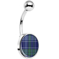 Holiday Blue Green Plaid Belly Ring