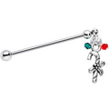 Holiday Candy Cane Industrial Barbell Created with Crystals