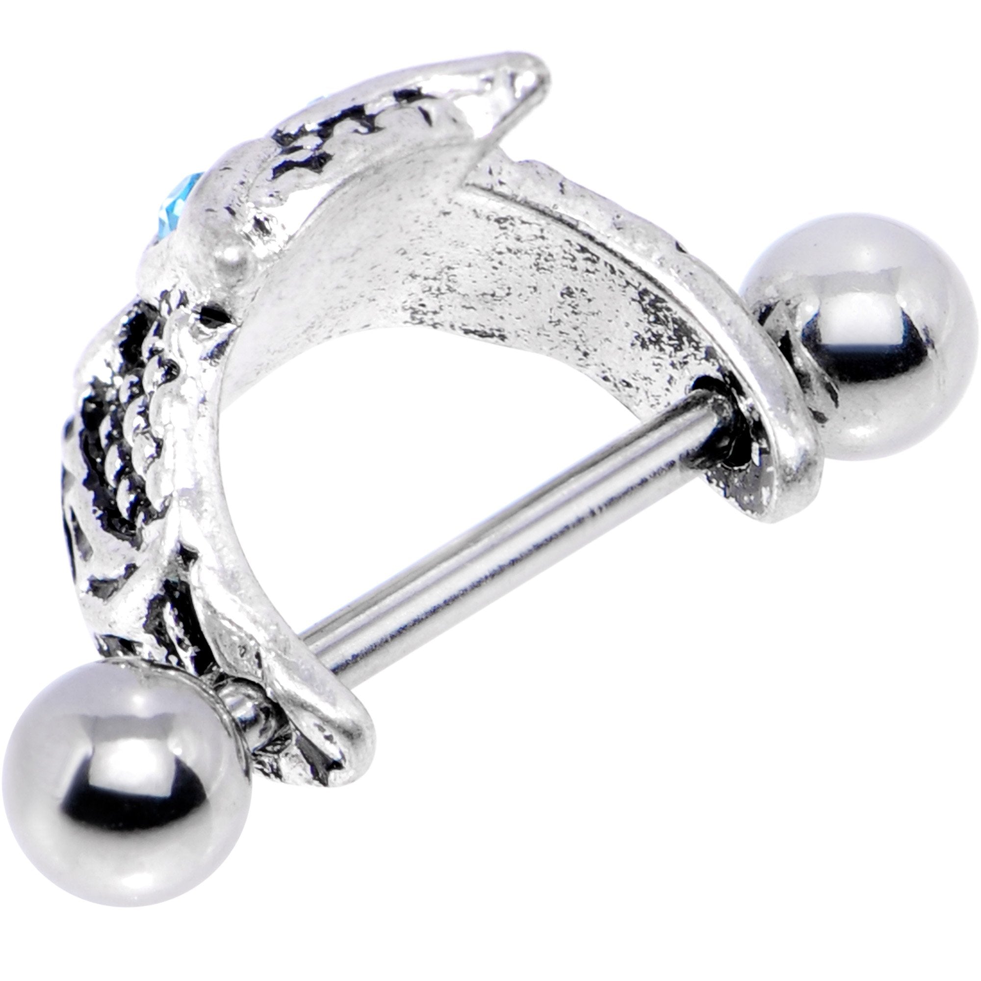 16G 1/2 Aqua Gem Eye of the Owl Helix Cuff Cartilage Earring