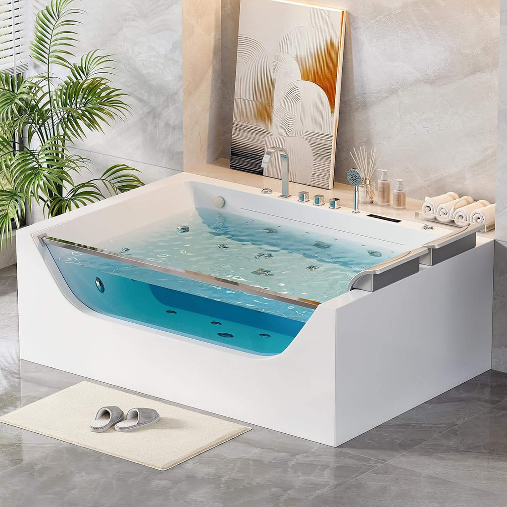 Nuvia Novara 71-Inch Luxury 2-Person Jetted Whirlpool Tub With Massage And Thermostat Control (SAK24590)
