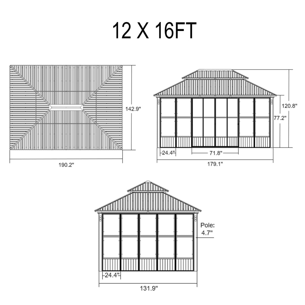 Alora Oasis Luxury Heavy-Duty Hardtop Sunroom With Aluminum Frame And LED Lights (SAK79102)