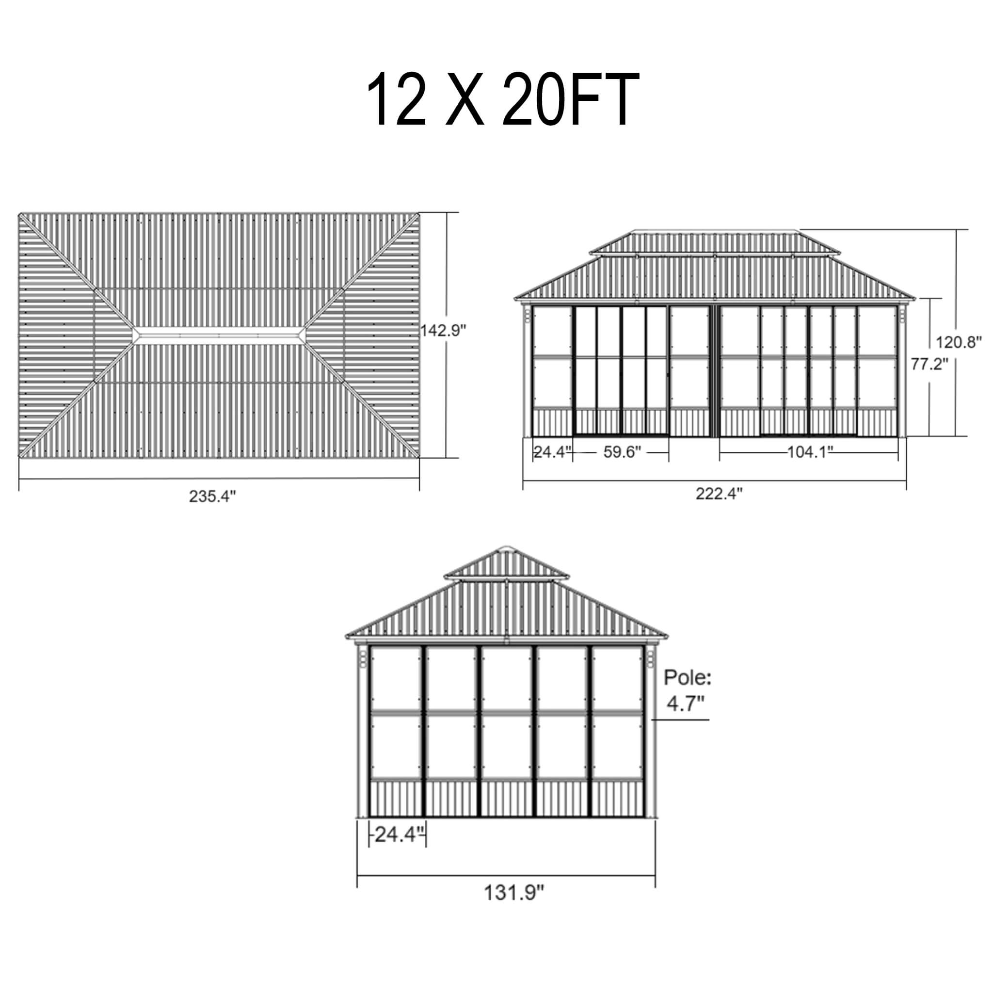 Alora Oasis Luxury Heavy-Duty Hardtop Sunroom With Aluminum Frame And LED Lights (SAK79102)