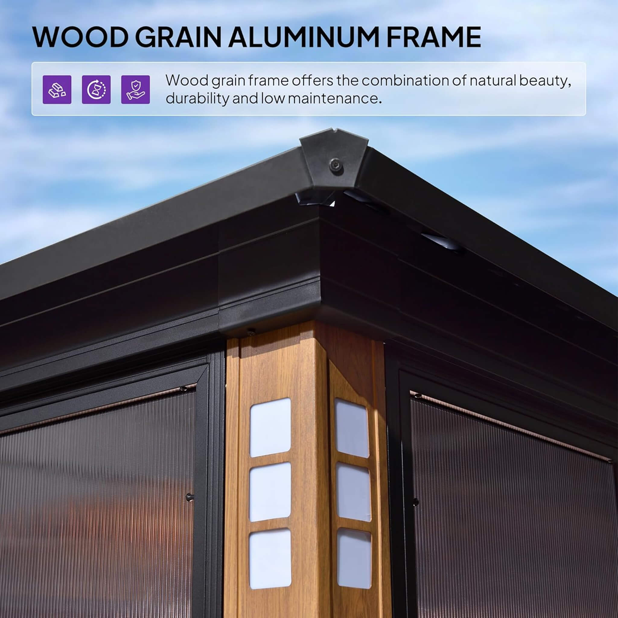 Alora Oasis Luxury Heavy-Duty Hardtop Sunroom With Aluminum Frame And LED Lights (SAK79102)