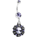 Purple Gem Rose Flower Ringed Garden Party Dangle Belly Ring