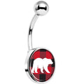 Red Black Plaid Polar Bear Belly Ring