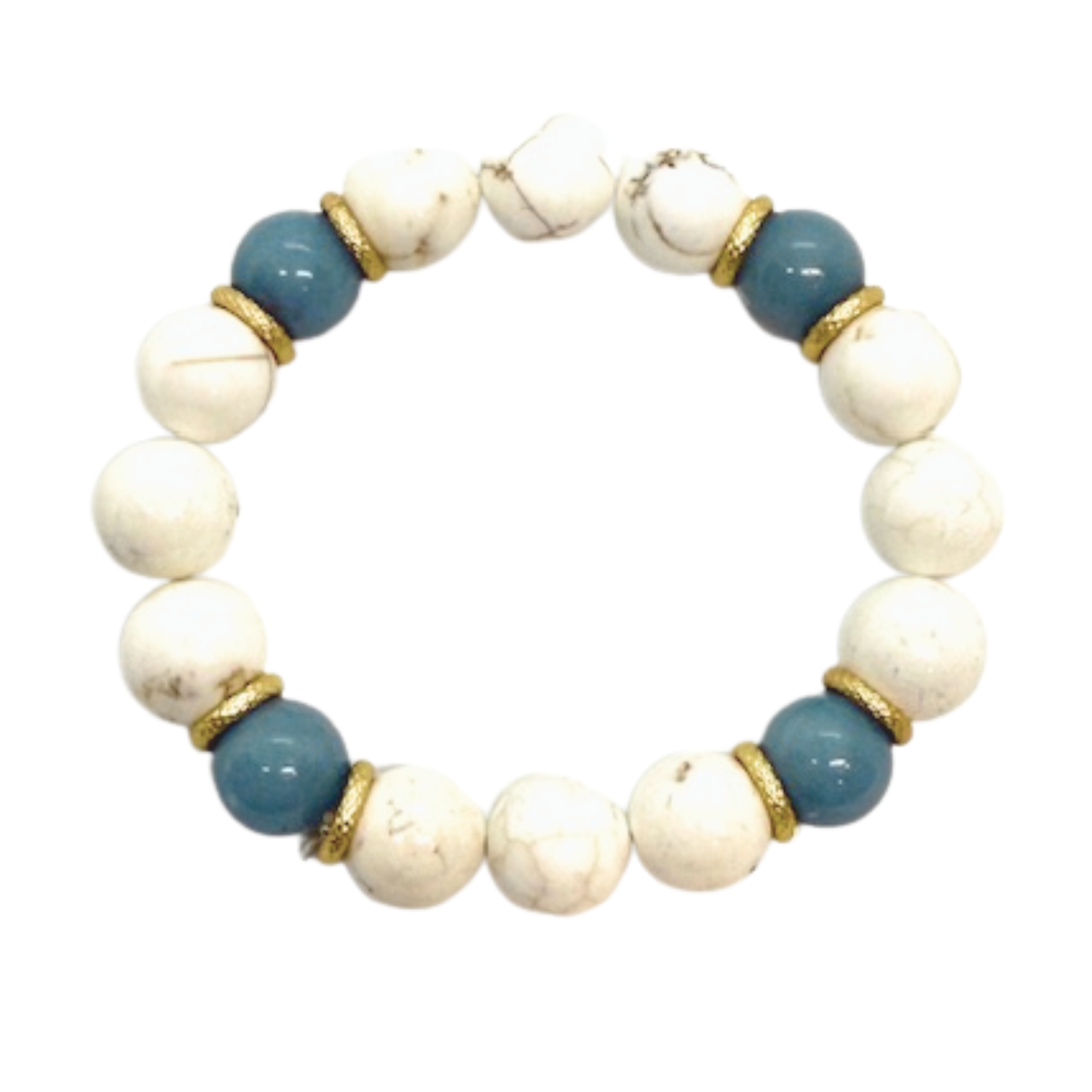 White Magnesite and Blue Angelite Stretch Bracelet