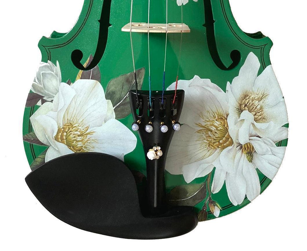 Magnolia Heaven Emerald Green Violin Outfit | Pearl Fine Tuners & Brazilwood Bow