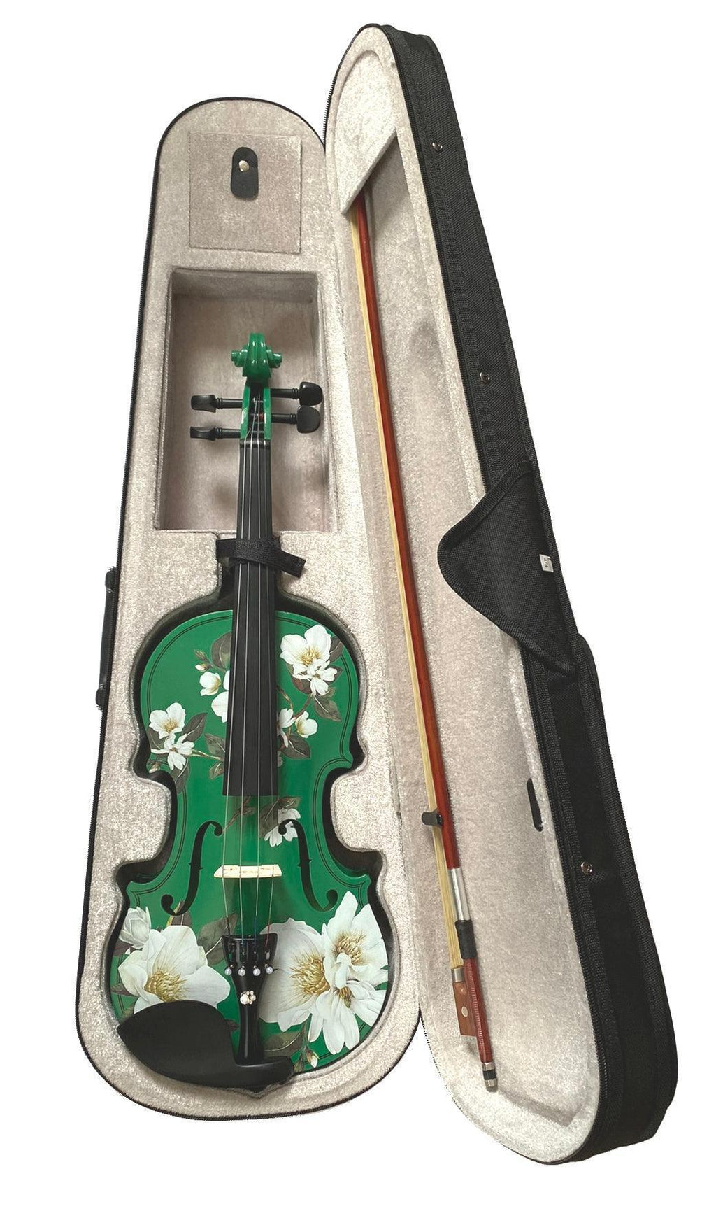 Magnolia Heaven Emerald Green Violin Outfit | Pearl Fine Tuners & Brazilwood Bow