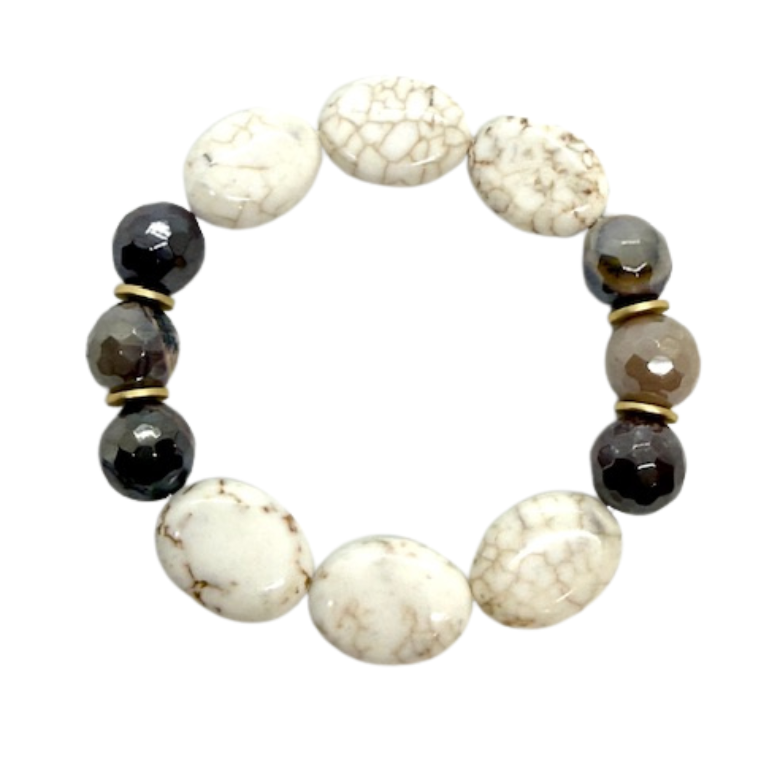 Oval White Magnesite and Mookaite Bracelet