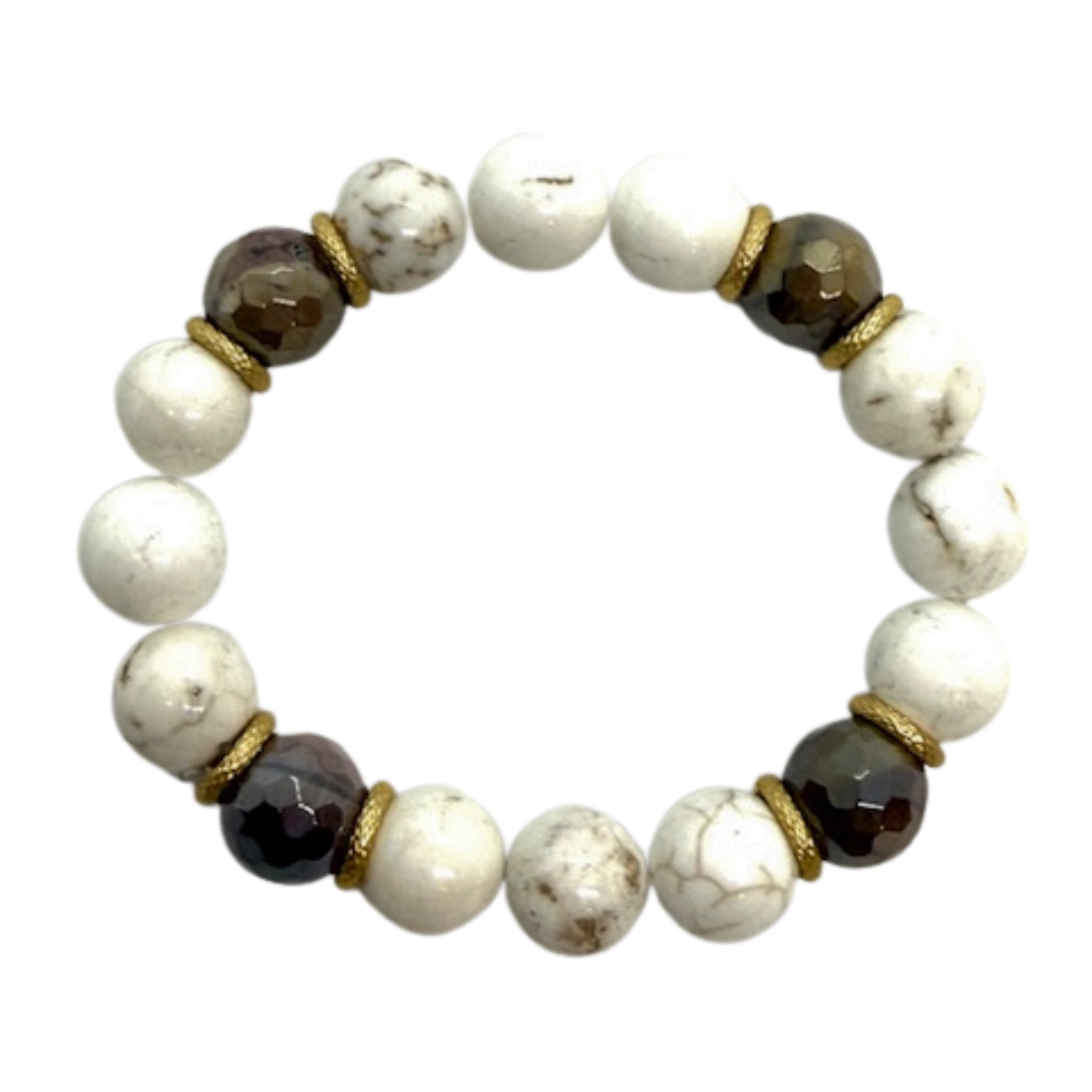 White Magnesite and Mookaite Stretch Bracelet