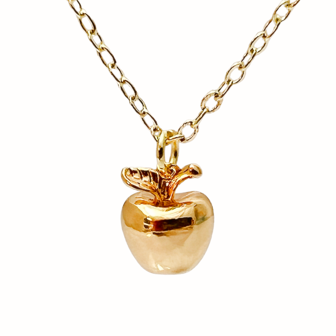 Gold Apple Necklace Cute Teacher Gift Kawaii Dainty Fruit Jewelry