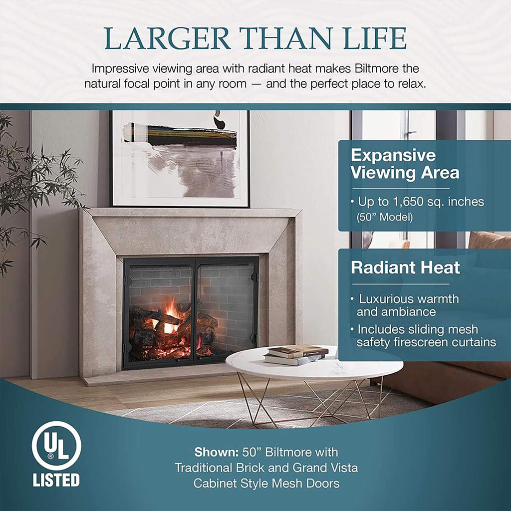 Majestic Biltmore 36-Inch Herringbone Pattern Open Wood-Burning Fireplace [SB60HB] (SAK62147)