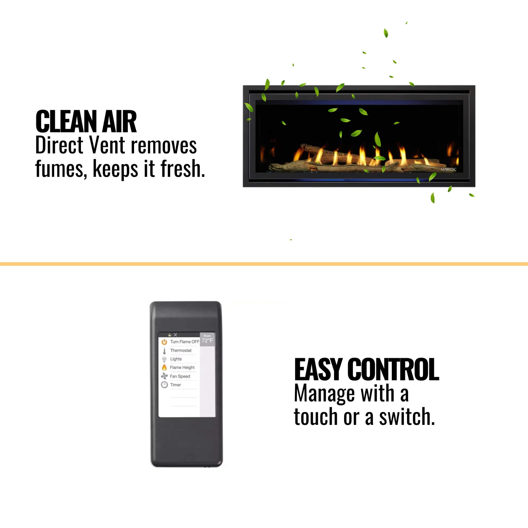 Majestic Quartz 42-Inch Direct Vent Natural Gas Fireplace [QUARTZ42IFTN] (SAK16572)