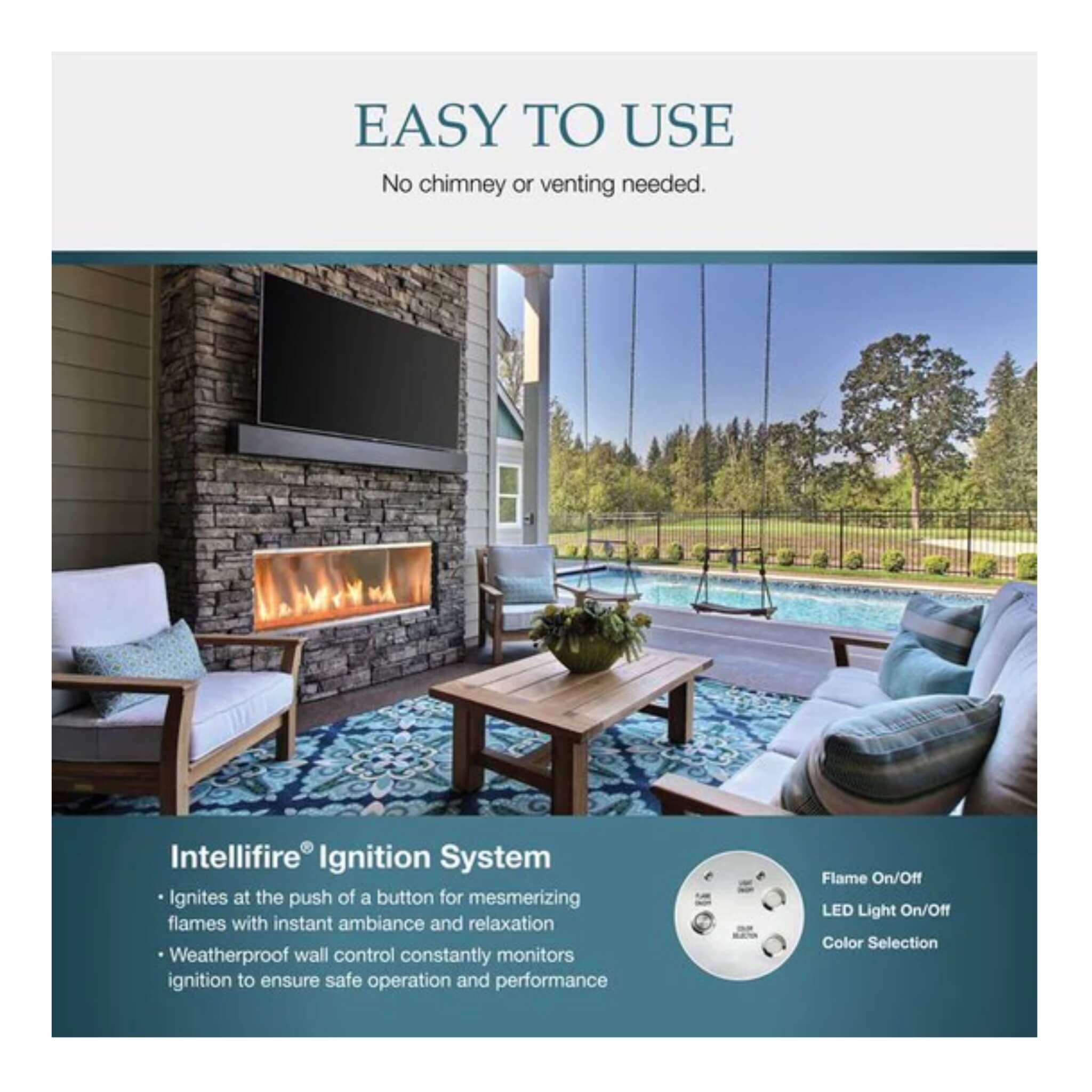 Majestic Lanai 48-Inch Single Sided Linear Outdoor Gas Fireplace [ODLANAIG-48] (SAK95127)