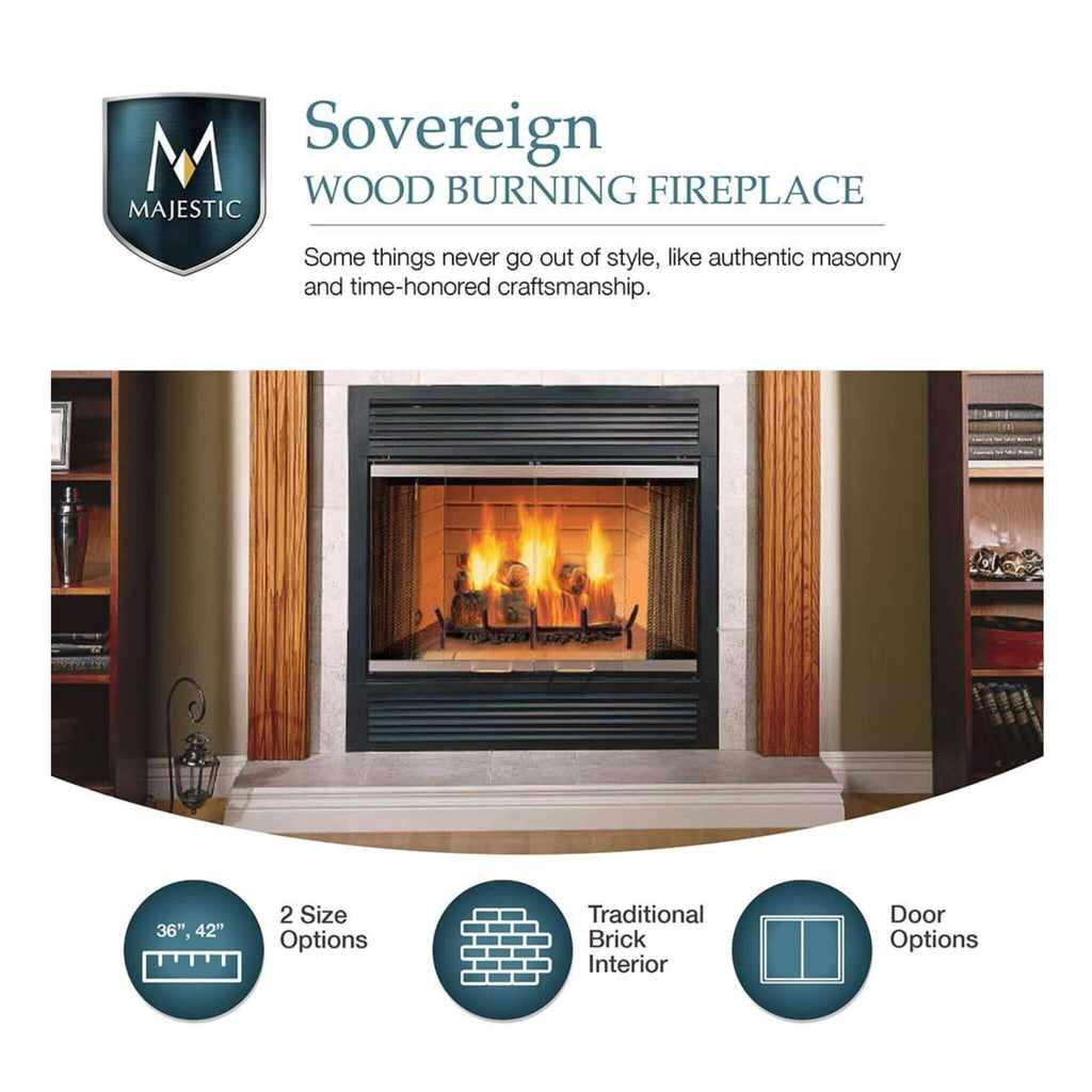 Majestic Sovereign 42-Inch Black Wood Burning Fireplace [SA42R/C] (SAK59347)