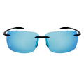 MAUI - Rimless TR90 Thin Sports Wrap Sunglasses Black Blue Mirror Polarized