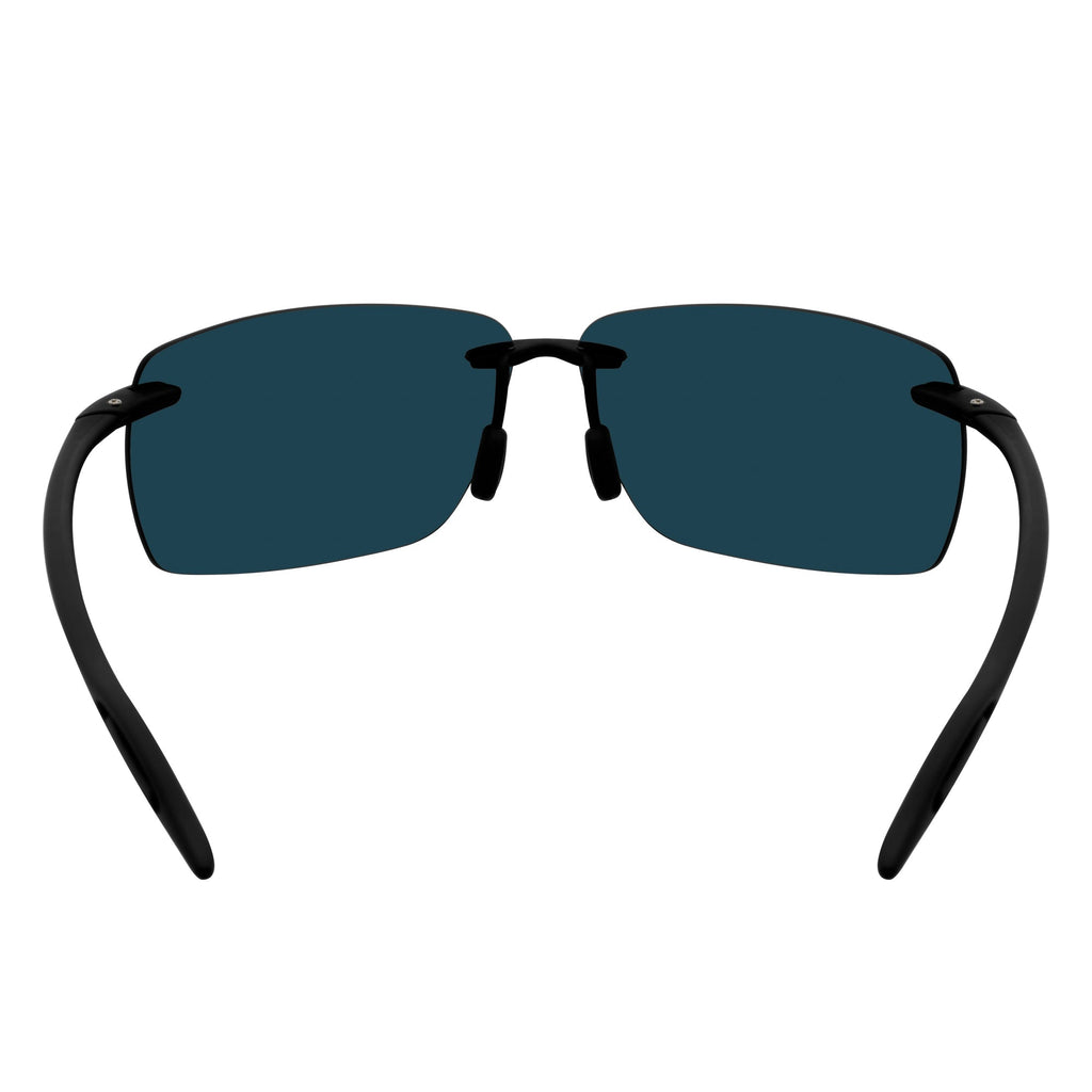 MAUI - Rimless TR90 Thin Sports Wrap Sunglasses Black Orange Mirror Polarized