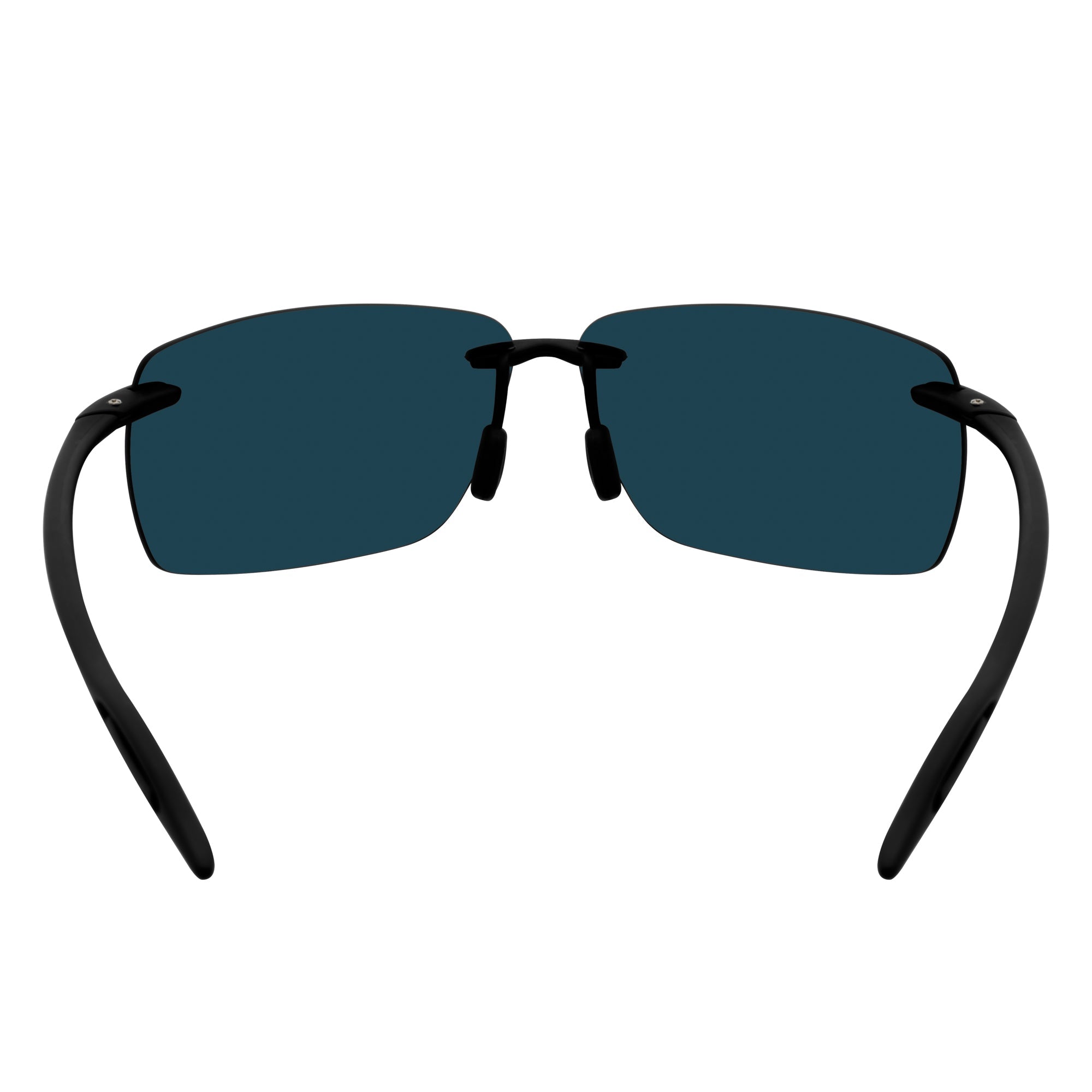 MAUI - Rimless TR90 Thin Sports Wrap Sunglasses Black Orange Mirror Polarized