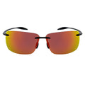 MAUI - Rimless TR90 Thin Sports Wrap Sunglasses Black Orange Mirror Polarized