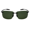 MAUI - Rimless TR90 Thin Sports Wrap Sunglasses Matte Black Green Polarized