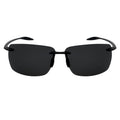 MAUI - Rimless TR90 Thin Sports Wrap Sunglasses Matte Black Smoke Polarized
