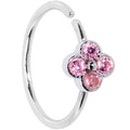 20G 3/8 Pink Gem Star Flower Seamless Circular Ring