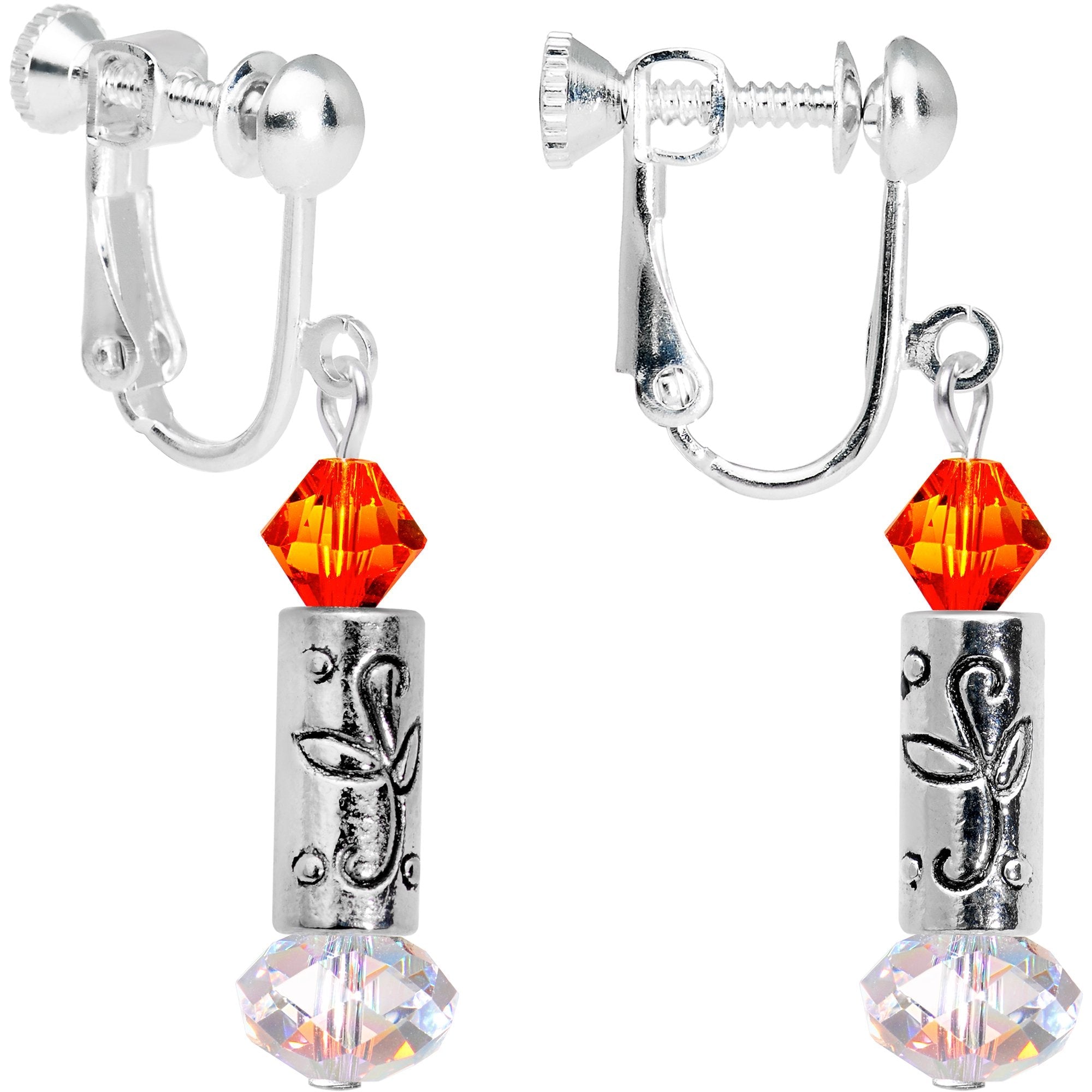 Holiday Candle Clip On Earrings Created with Crystals