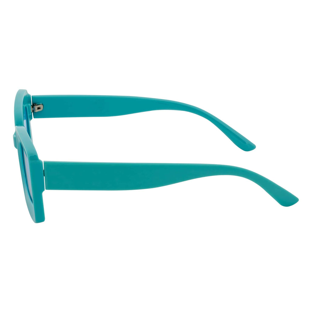 MOD - Small Thick Rectangle Retro 90s Style Sunglasses Blue Blue Tint