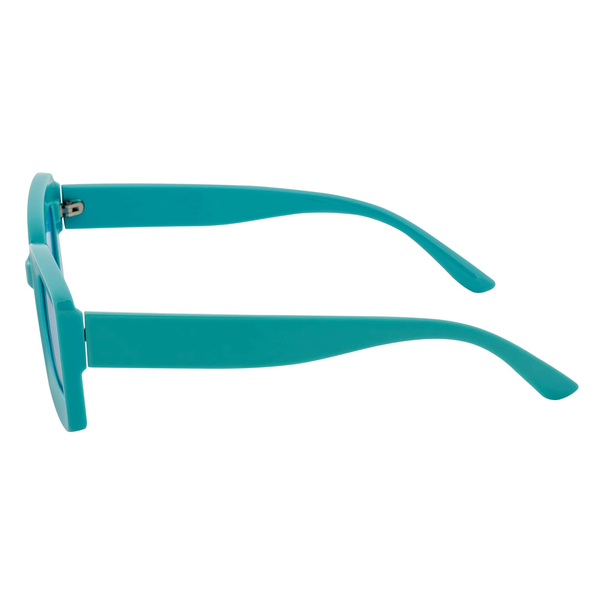 MOD - Small Thick Rectangle Retro 90s Style Sunglasses Blue Blue Tint