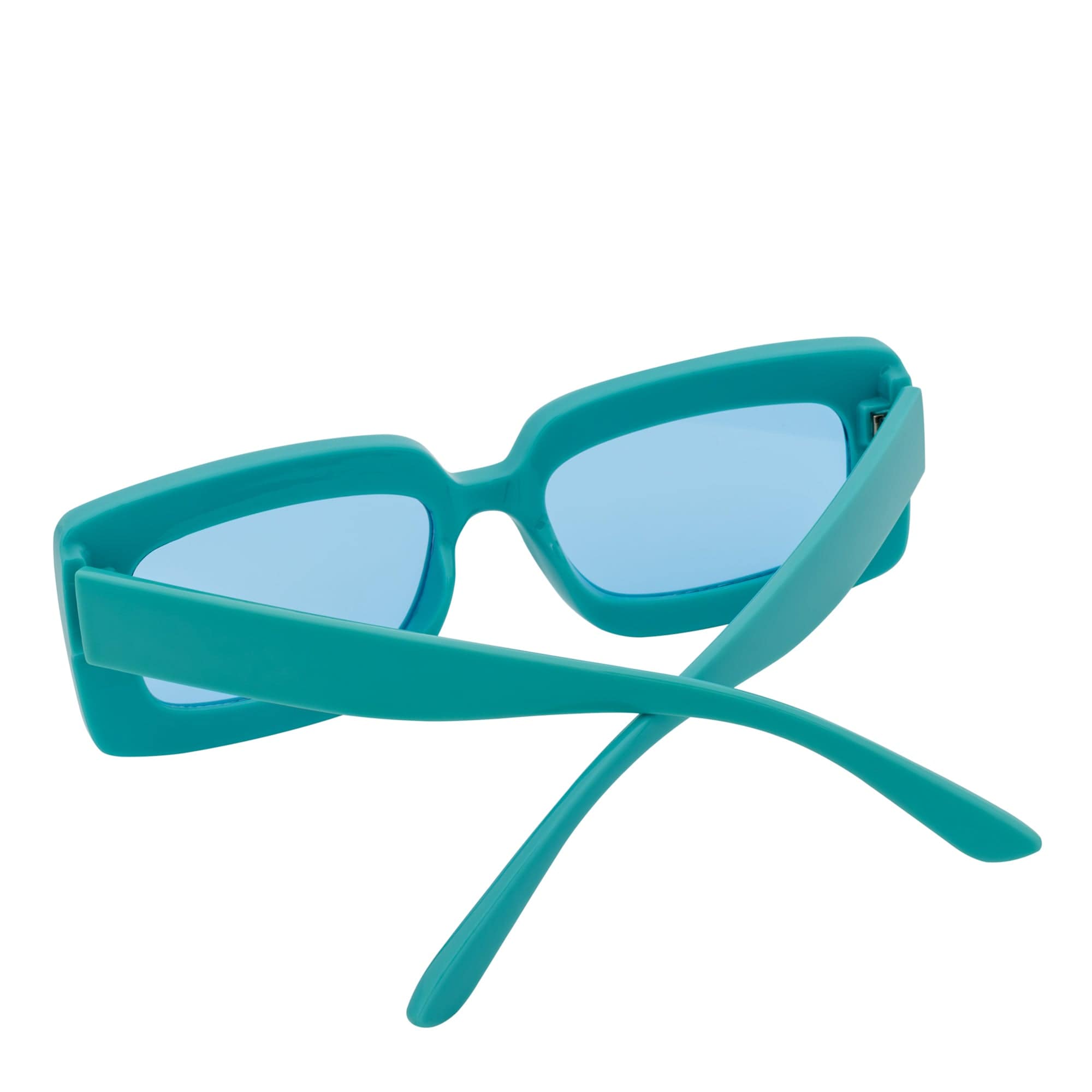 MOD - Small Thick Rectangle Retro 90s Style Sunglasses Blue Blue Tint
