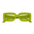MOD - Small Thick Rectangle Retro 90s Style Sunglasses Green Green Tint