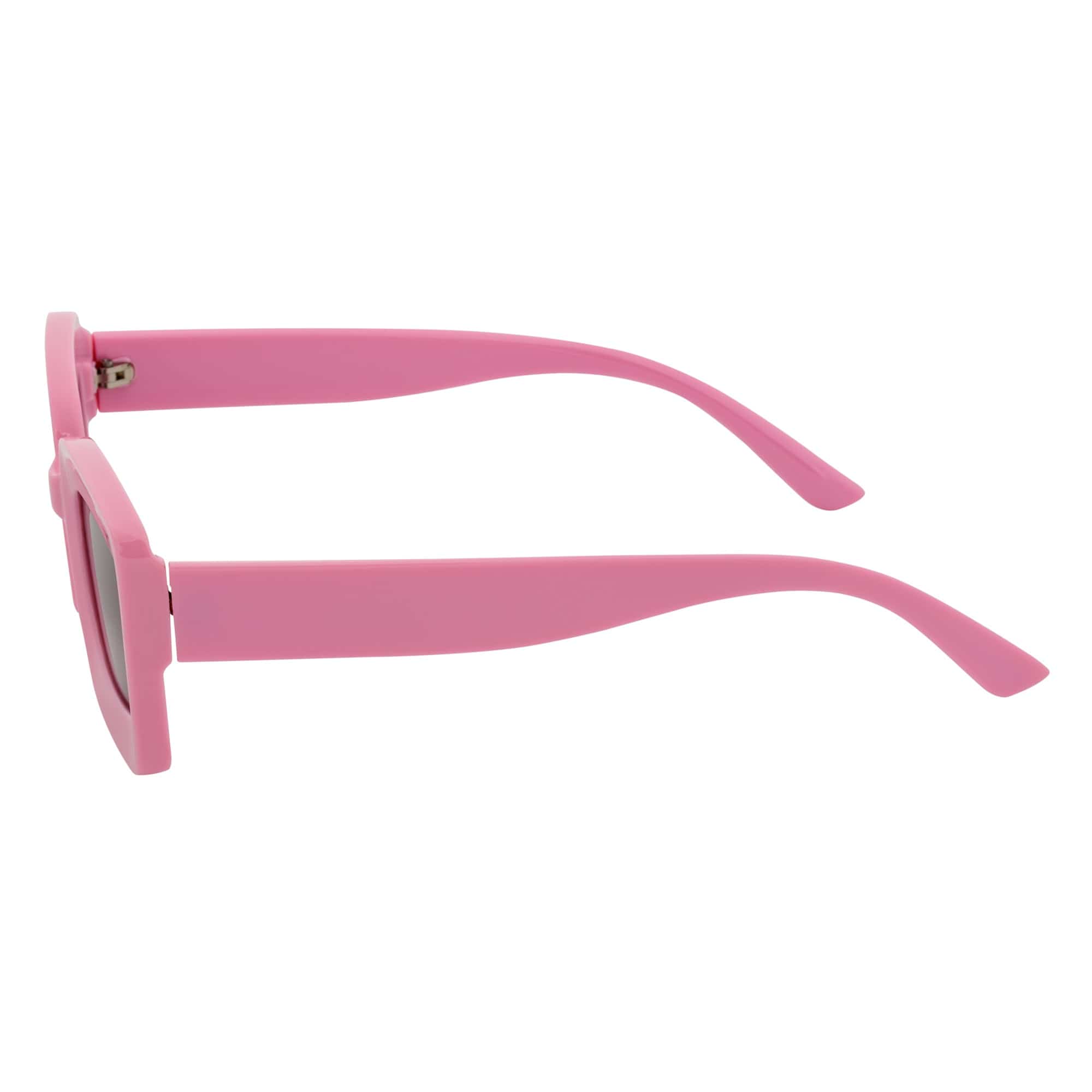 MOD - Small Thick Rectangle Retro 90s Style Sunglasses Light Pink Smoke