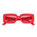 MOD - Small Thick Rectangle Retro 90s Style Sunglasses Red Pink Tint