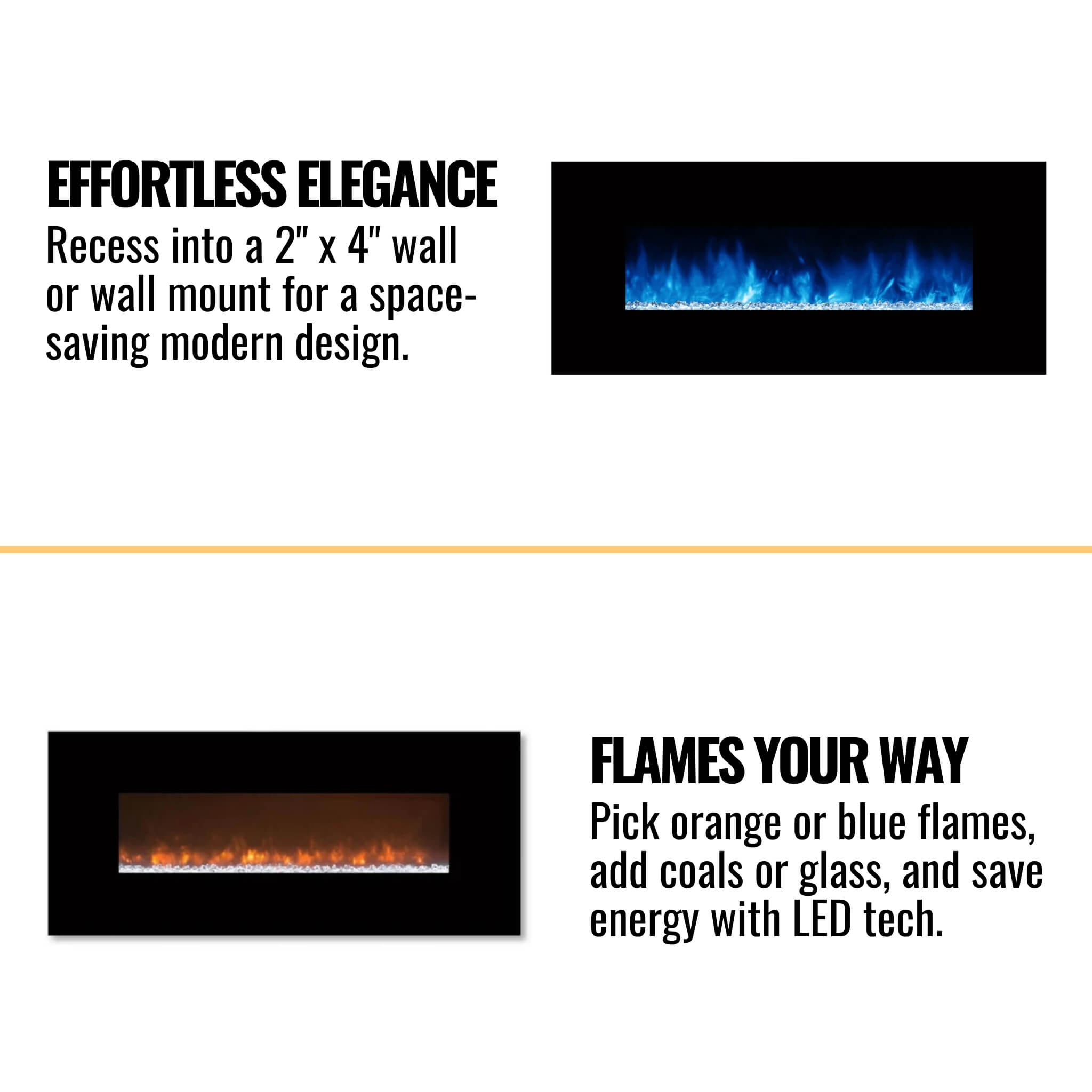 Modern Flames Ambiance 60-Inch Built-In Electric Fireplace With LED Flame Technology [AL60CLX2-G] (SAK12890)