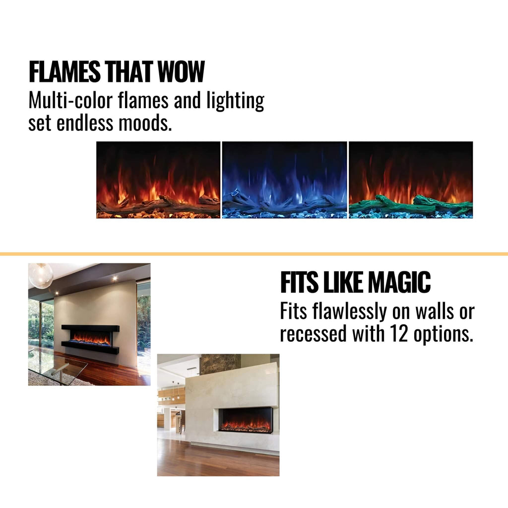 Modern Flames Landscape Pro Multi 120-Inch Linear Multi-Sided Electric Fireplace [LPM-12016V2] (SAK32876)