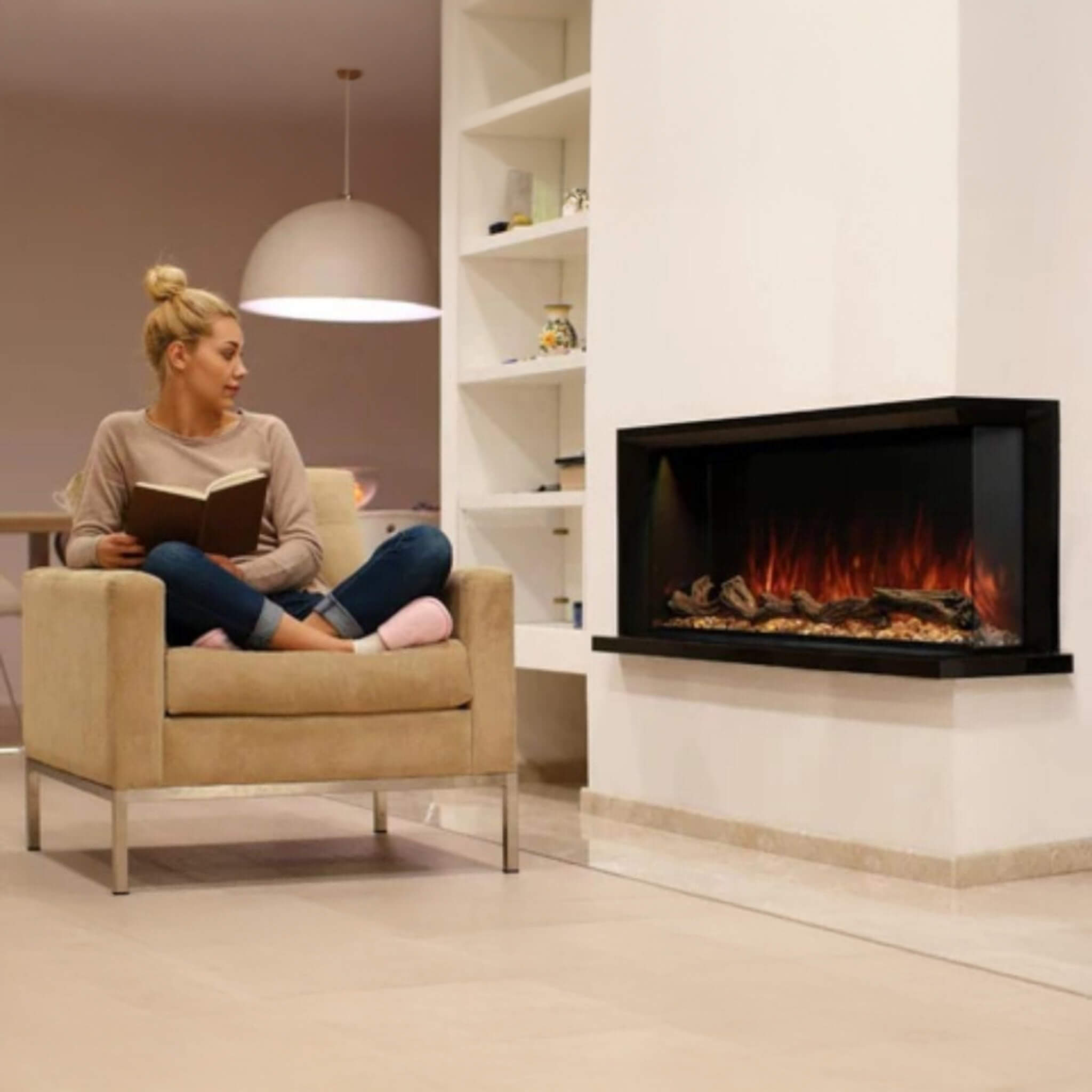 Modern Flames Landscape Pro Multi 56-Inch Linear Multi-Sided Electric Fireplace With Hybrid Flame Technology [LPM-5616V2] (SAK67390)