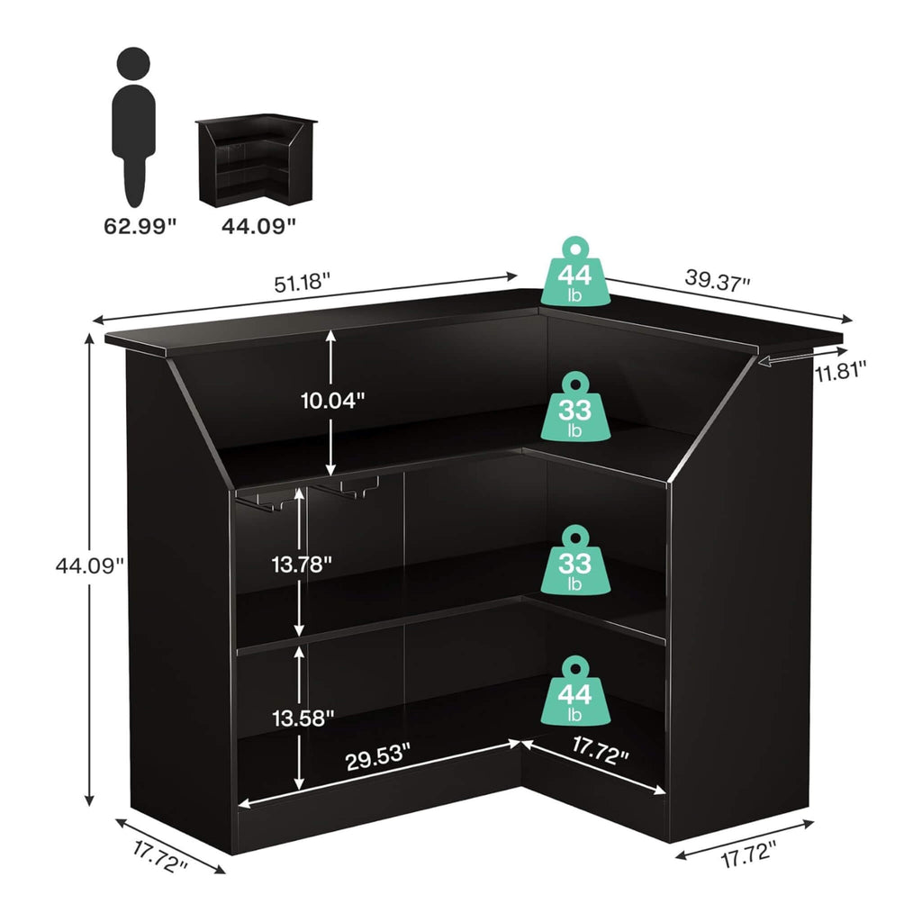 Velmor Modern L-Shaped Reception Desk With Storage Shelves (SAK81036)