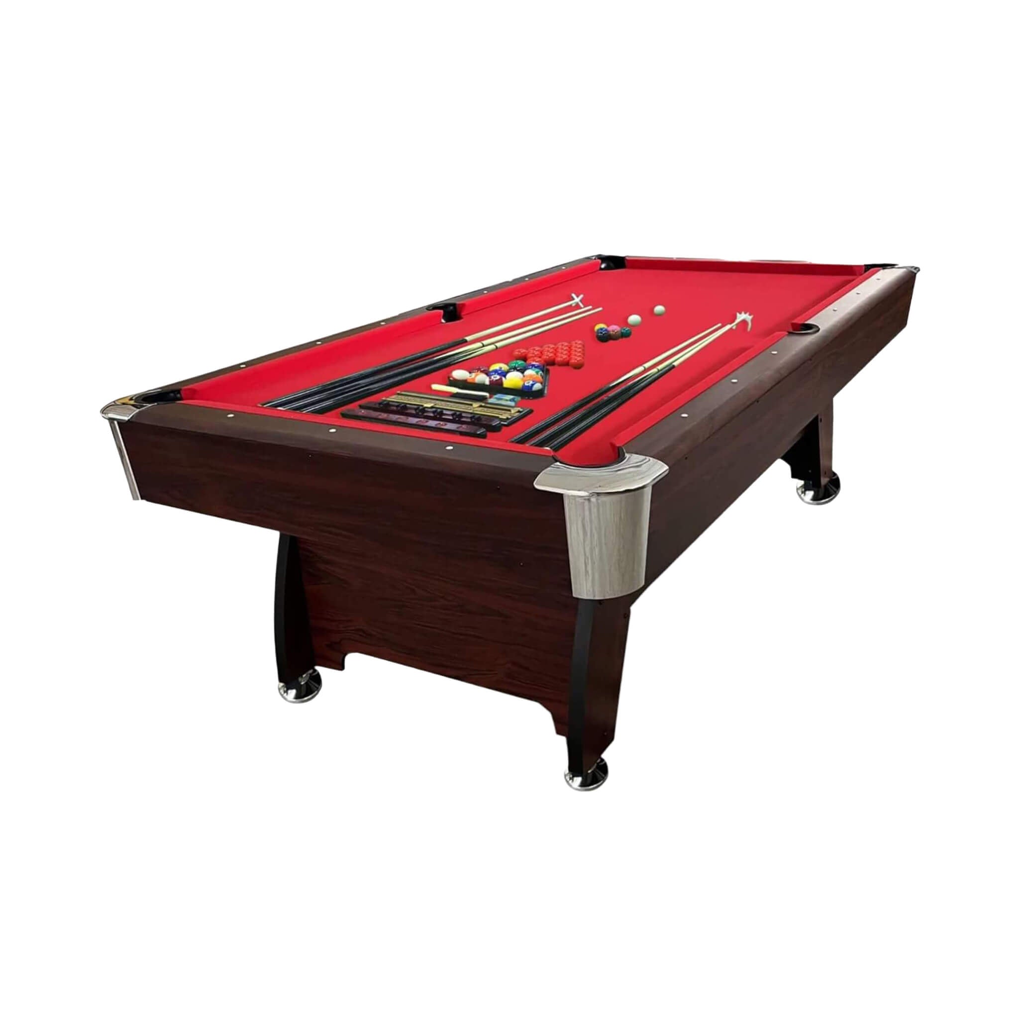 8FT Modern Red Felt Billiard Pool Table With Automatic Ball Return And Accessories Kit (SAK76139)