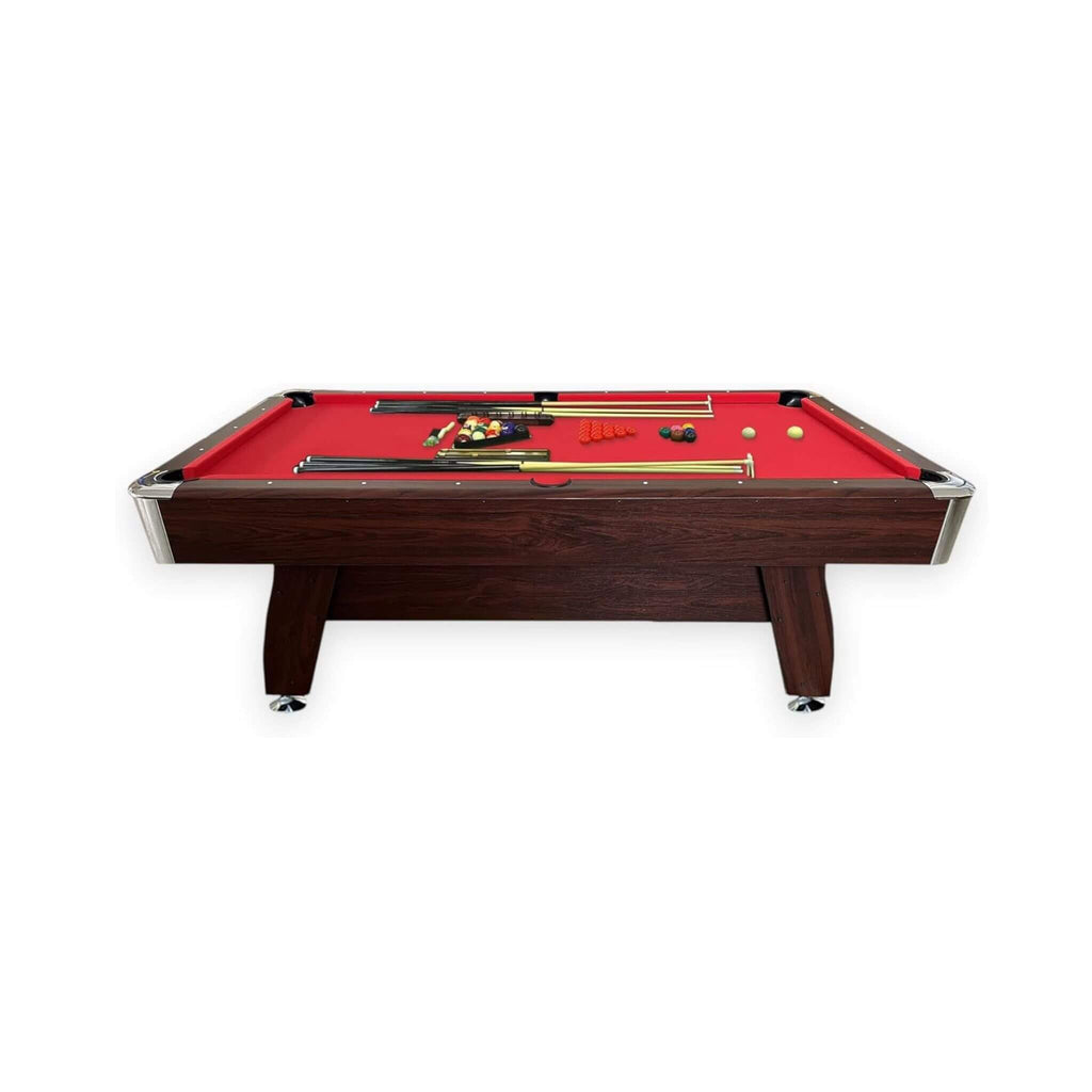 8FT Modern Red Felt Billiard Pool Table With Automatic Ball Return And Accessories Kit (SAK76139)