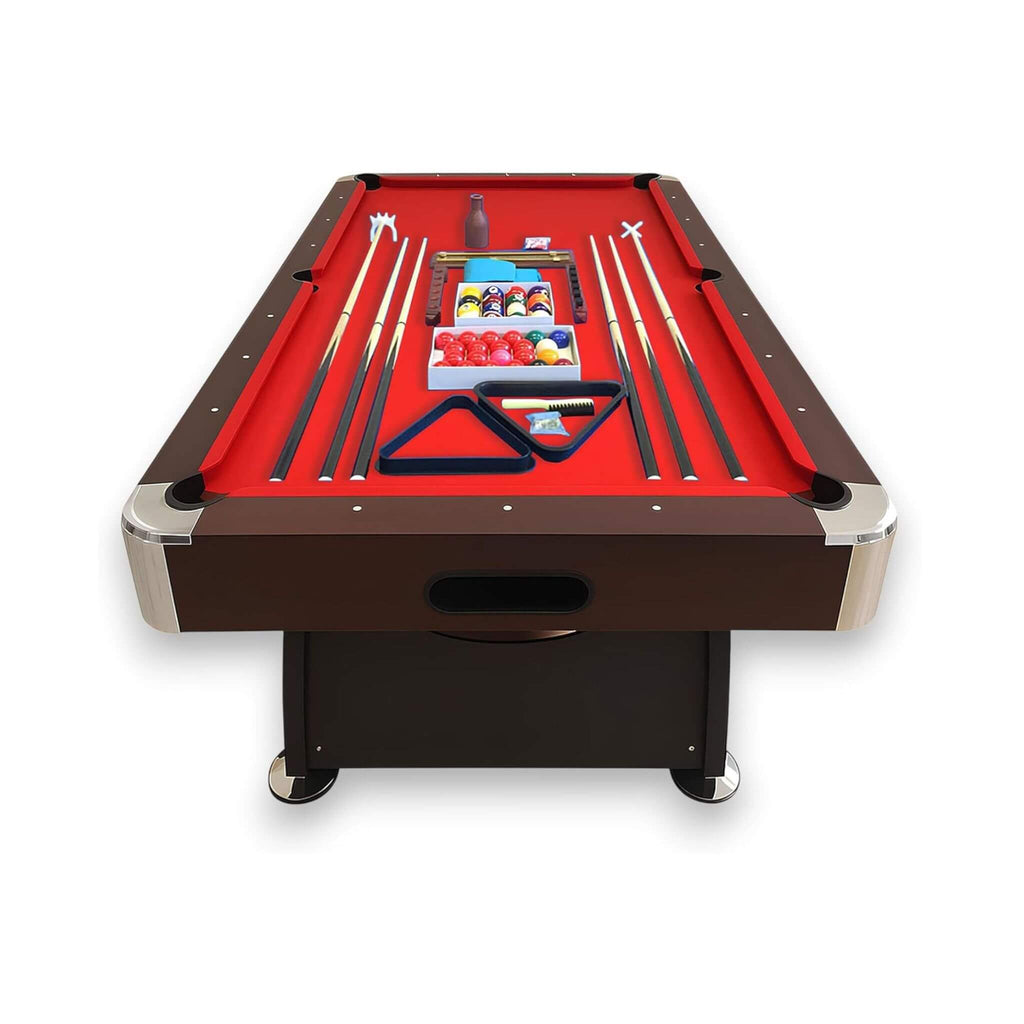 8FT Modern Red Felt Billiard Pool Table With Automatic Ball Return And Accessories Kit (SAK76139)
