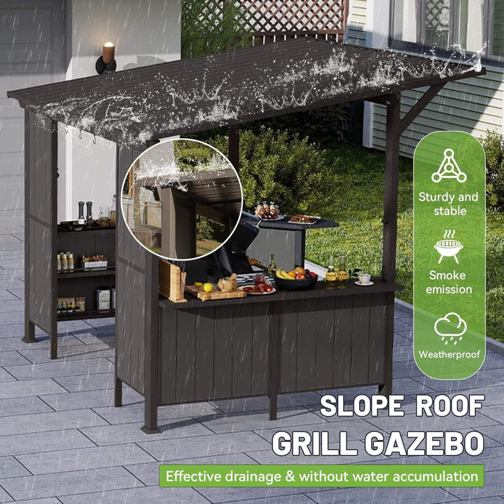 [09X10FT] Alora Modern Slanted Hardtop Alloy Steel Grill Gazebo (SAK32687)