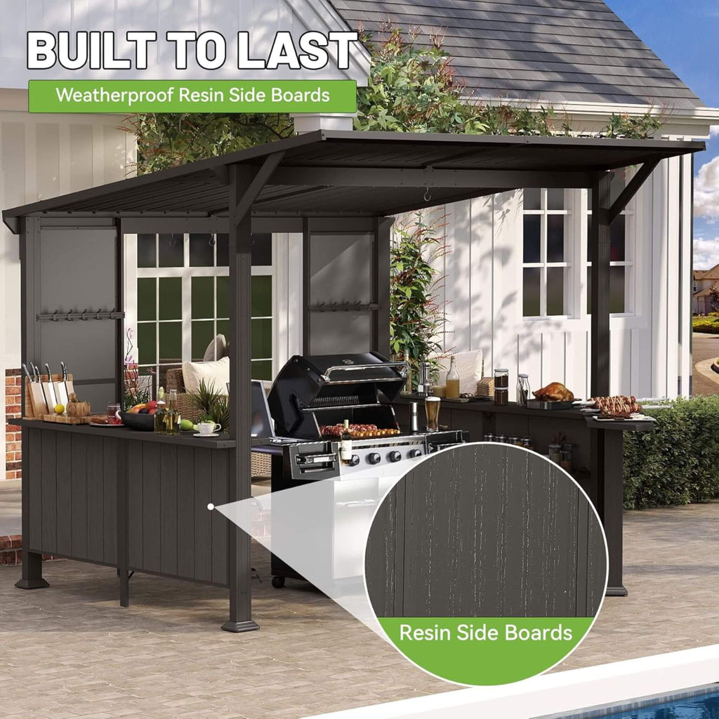 [09X10FT] Alora Modern Slanted Hardtop Alloy Steel Grill Gazebo (SAK32687)