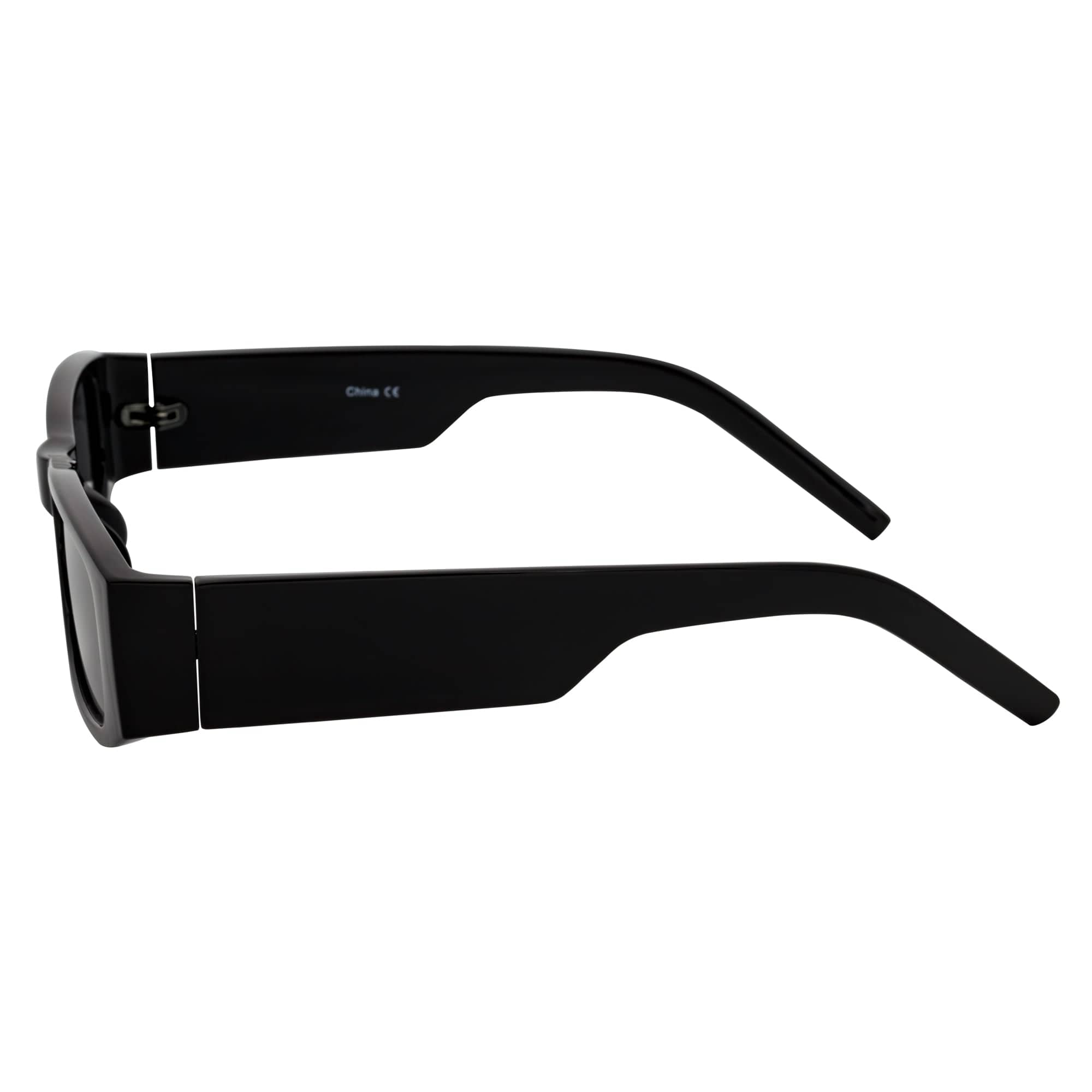 MONTERREY - Thick Frame 90s Style Small Rectangle Sunglasses Black Smoke
