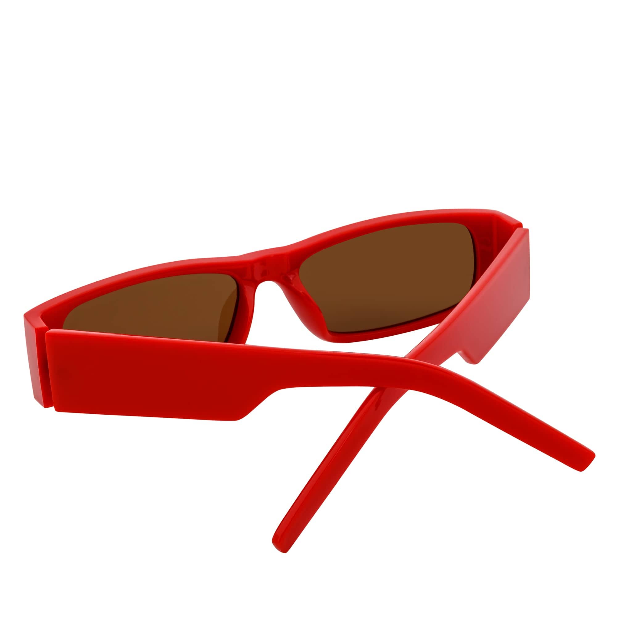 MONTERREY - Thick Frame 90s Style Small Rectangle Sunglasses Red Brown Lens