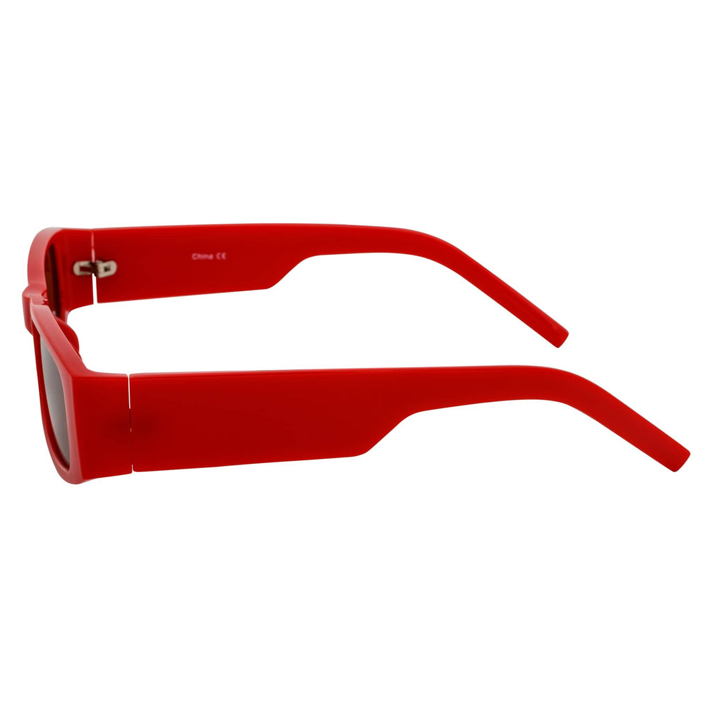 MONTERREY - Thick Frame 90s Style Small Rectangle Sunglasses Red Brown Lens