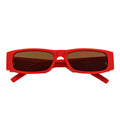 MONTERREY - Thick Frame 90s Style Small Rectangle Sunglasses Red Brown Lens