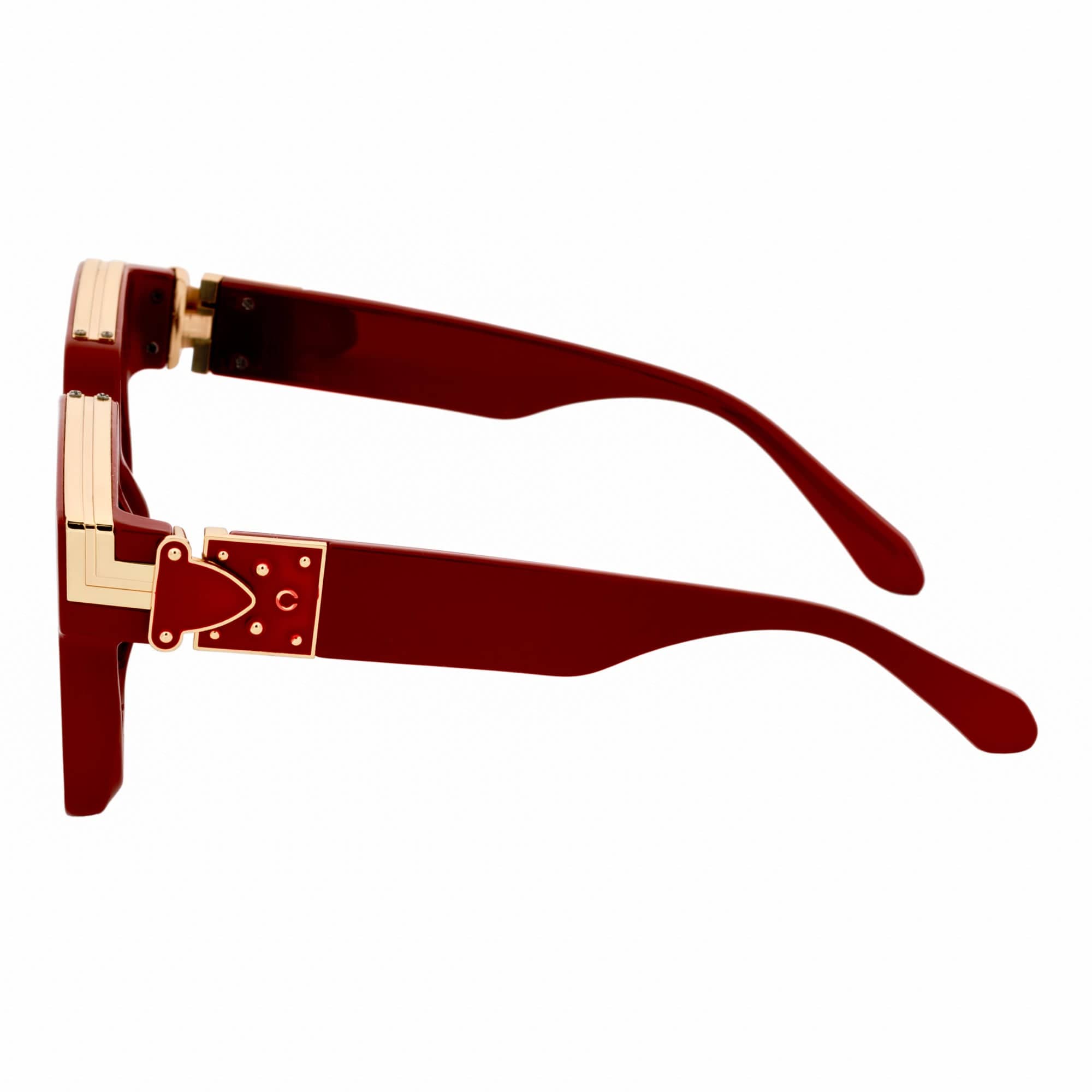 BILLIONAIRE - Large Square High Fashion Square Sunglasses Red-Gold Smoke Tint