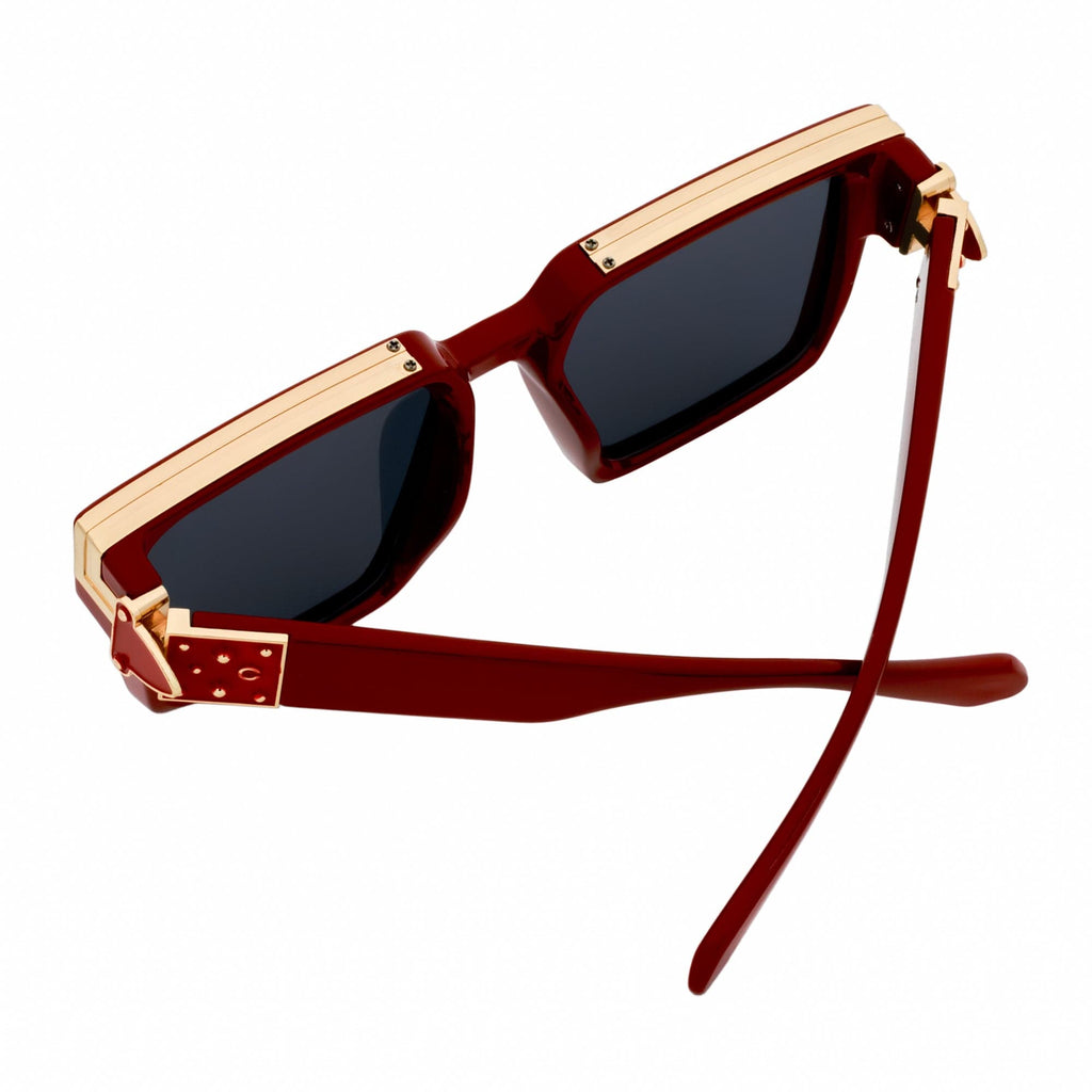 BILLIONAIRE - Large Square High Fashion Square Sunglasses Red-Gold Smoke Tint