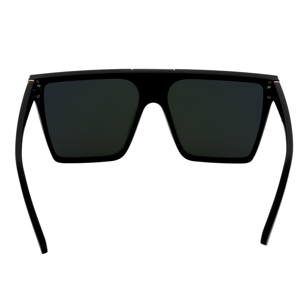 ELECTRIC - Large Rimless Rectangle Shield Sunglasses Gloss Black Purple Mirror